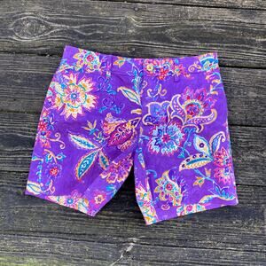Lauren Ralph Lauren Purple Mid Rise Floral Shorts Size 2